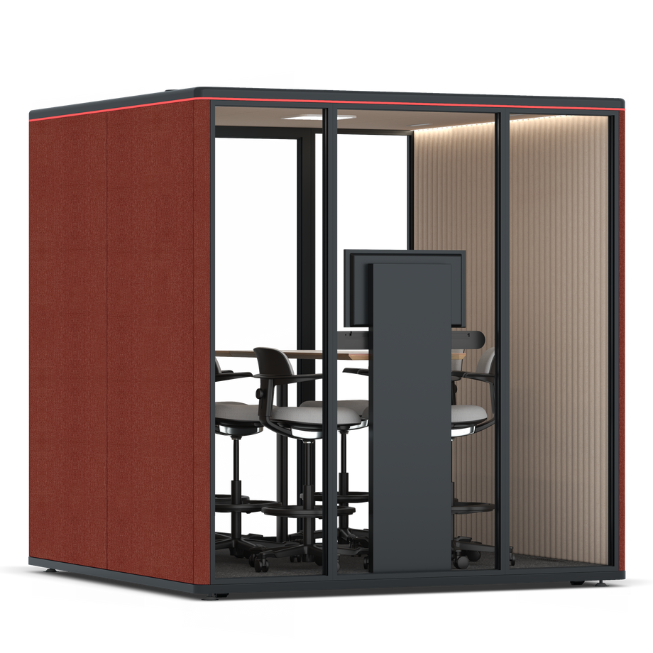 Omni Seis Mesa de Reunião de Balcão (+ Suporte para Monitor) / Gabriel Medley Deep Rouge / #a18e7e