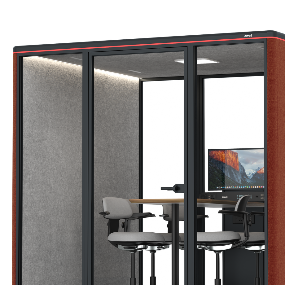 Omni Seis Mesa de Reunião de Balcão (+ Suporte para Monitor) / Gabriel Medley Deep Rouge / #a49f98