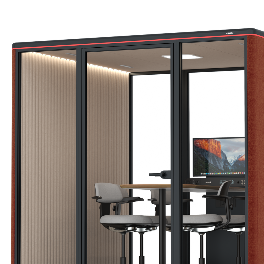Omni Seis Mesa de Reunião de Balcão (+ Suporte para Monitor) / Gabriel Medley Deep Rouge / #a18e7e