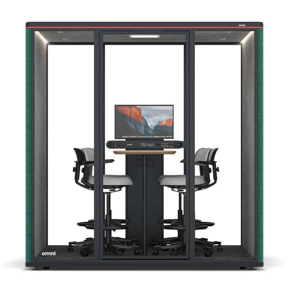 Omni Seis Mesa de Reunião de Balcão (+ Suporte para Monitor) / Gabriel Medley Forest Green / #a49f98