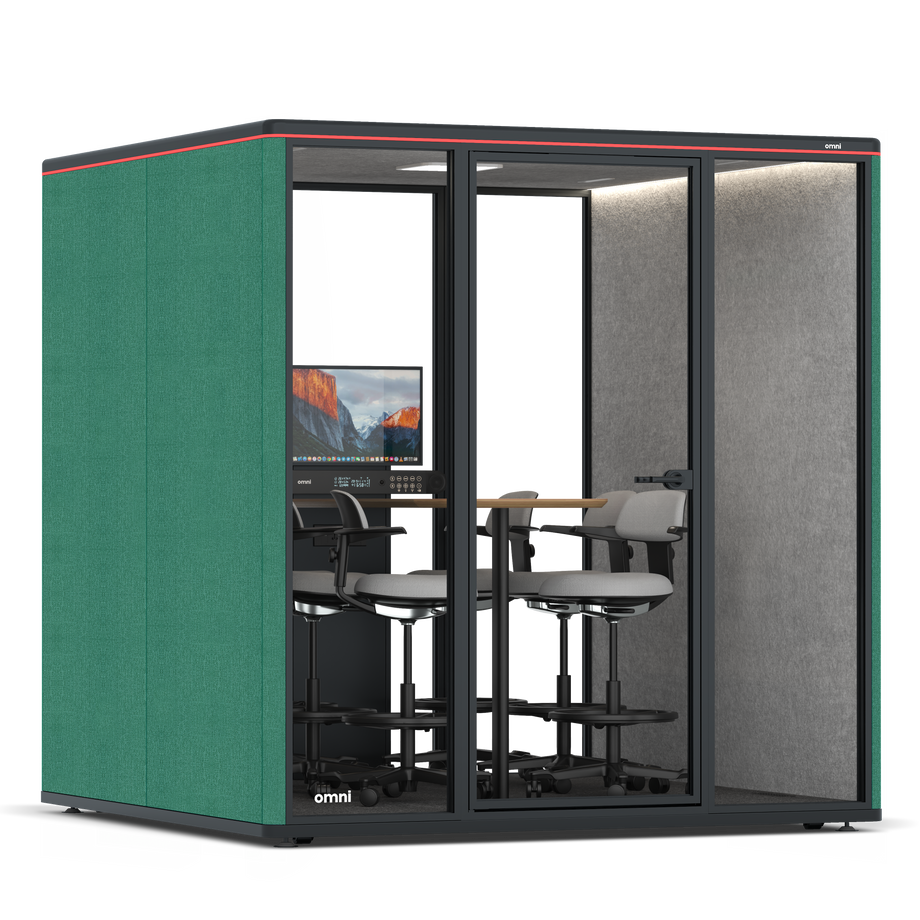Omni Seis Mesa de Reunião de Balcão (+ Suporte para Monitor) / Gabriel Medley Forest Green / #a49f98