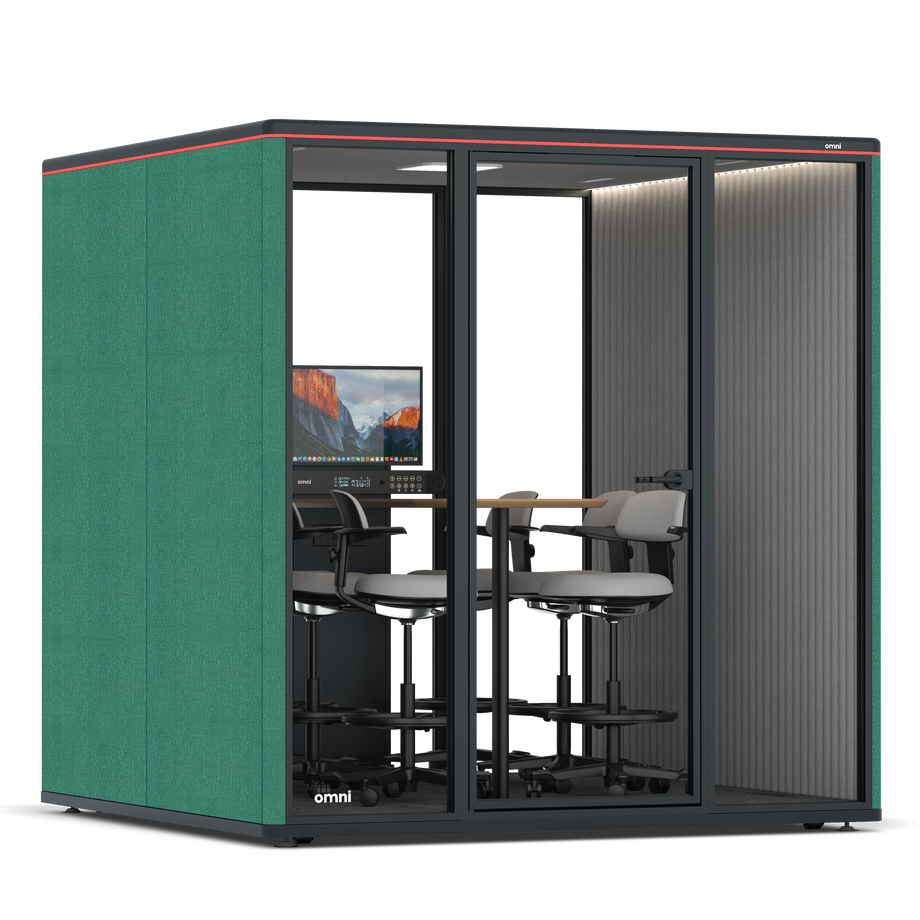 Omni Seis Mesa de Reunião de Balcão (+ Suporte para Monitor) / Gabriel Medley Forest Green / #6d6c69