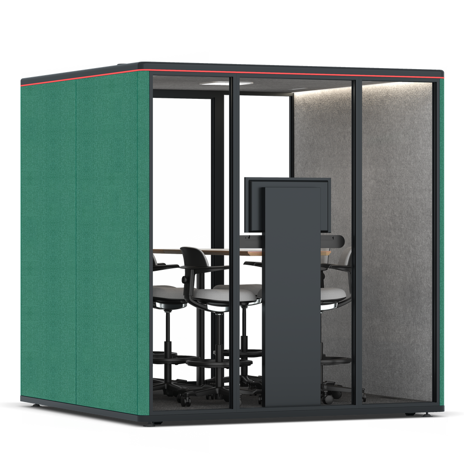 Omni Seis Mesa de Reunião de Balcão (+ Suporte para Monitor) / Gabriel Medley Forest Green / #a49f98