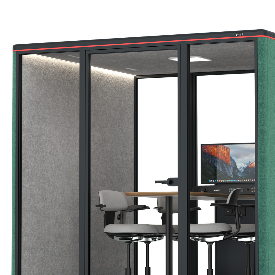 Omni Seis Mesa de Reunião de Balcão (+ Suporte para Monitor) / Gabriel Medley Forest Green / #a49f98