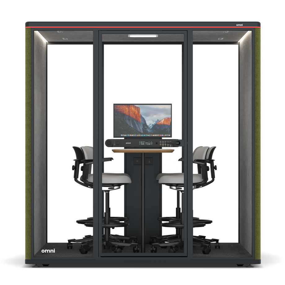 Omni Seis Mesa de Reunião de Balcão (+ Suporte para Monitor) / Gabriel Medley Meadow Green / #a49f98