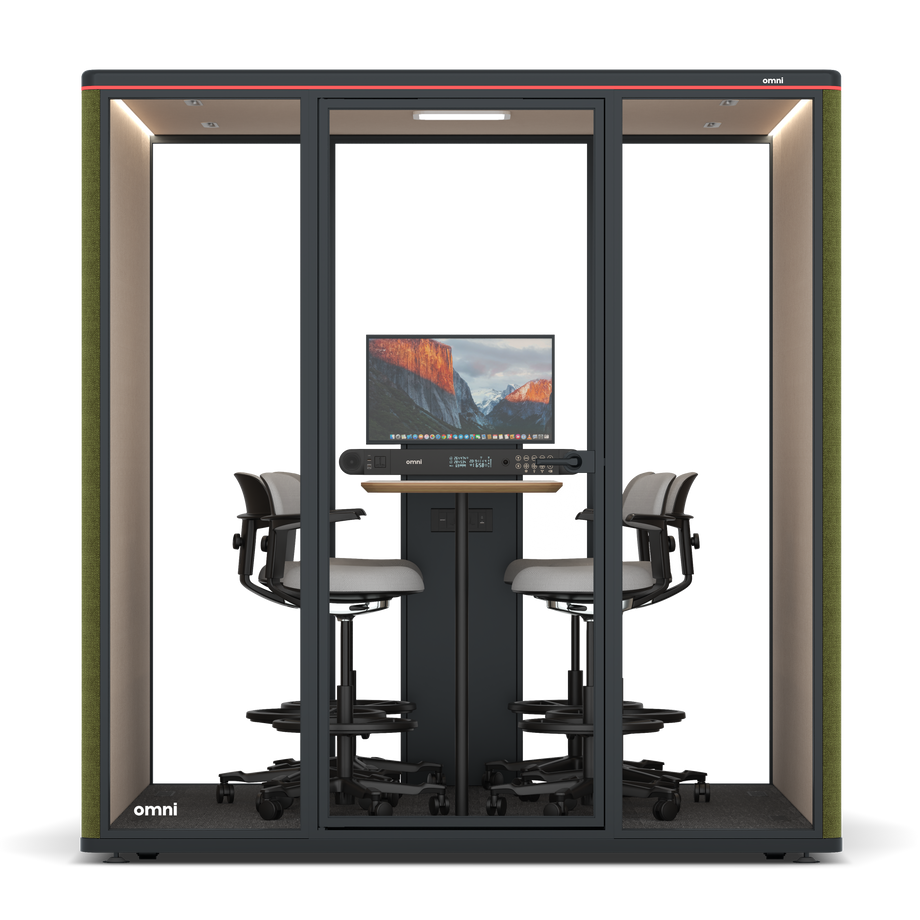 Omni Seis Mesa de Reunião de Balcão (+ Suporte para Monitor) / Gabriel Medley Meadow Green / #a18e7e
