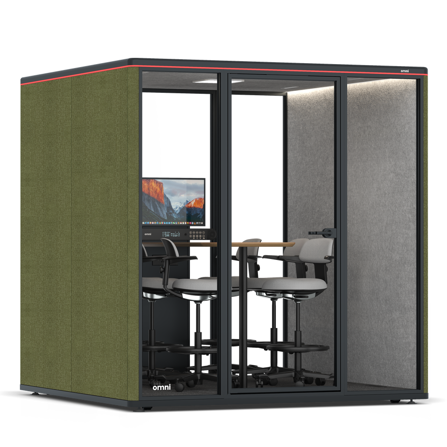 Omni Seis Mesa de Reunião de Balcão (+ Suporte para Monitor) / Gabriel Medley Meadow Green / #a49f98