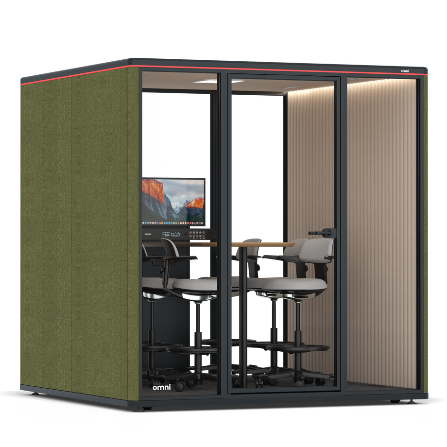 Omni Seis Mesa de Reunião de Balcão (+ Suporte para Monitor) / Gabriel Medley Meadow Green / #a18e7e