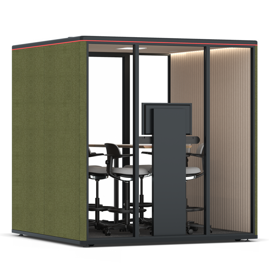 Omni Seis Mesa de Reunião de Balcão (+ Suporte para Monitor) / Gabriel Medley Meadow Green / #a18e7e