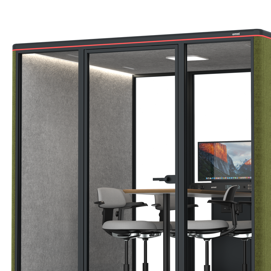 Omni Seis Mesa de Reunião de Balcão (+ Suporte para Monitor) / Gabriel Medley Meadow Green / #a49f98