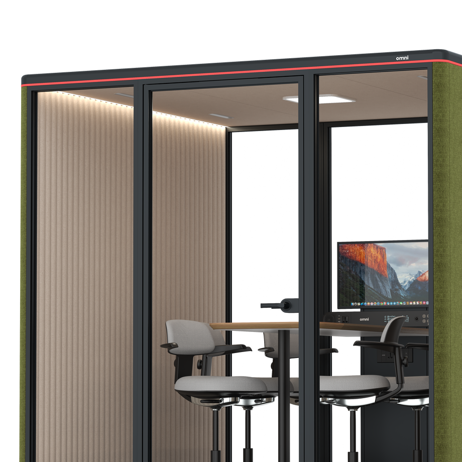 Omni Seis Mesa de Reunião de Balcão (+ Suporte para Monitor) / Gabriel Medley Meadow Green / #a18e7e