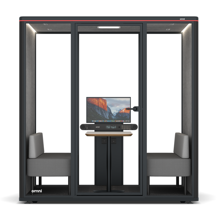Omni Seis Sofá (+ Suporte para Monitor) / RAL Black / #a49f98