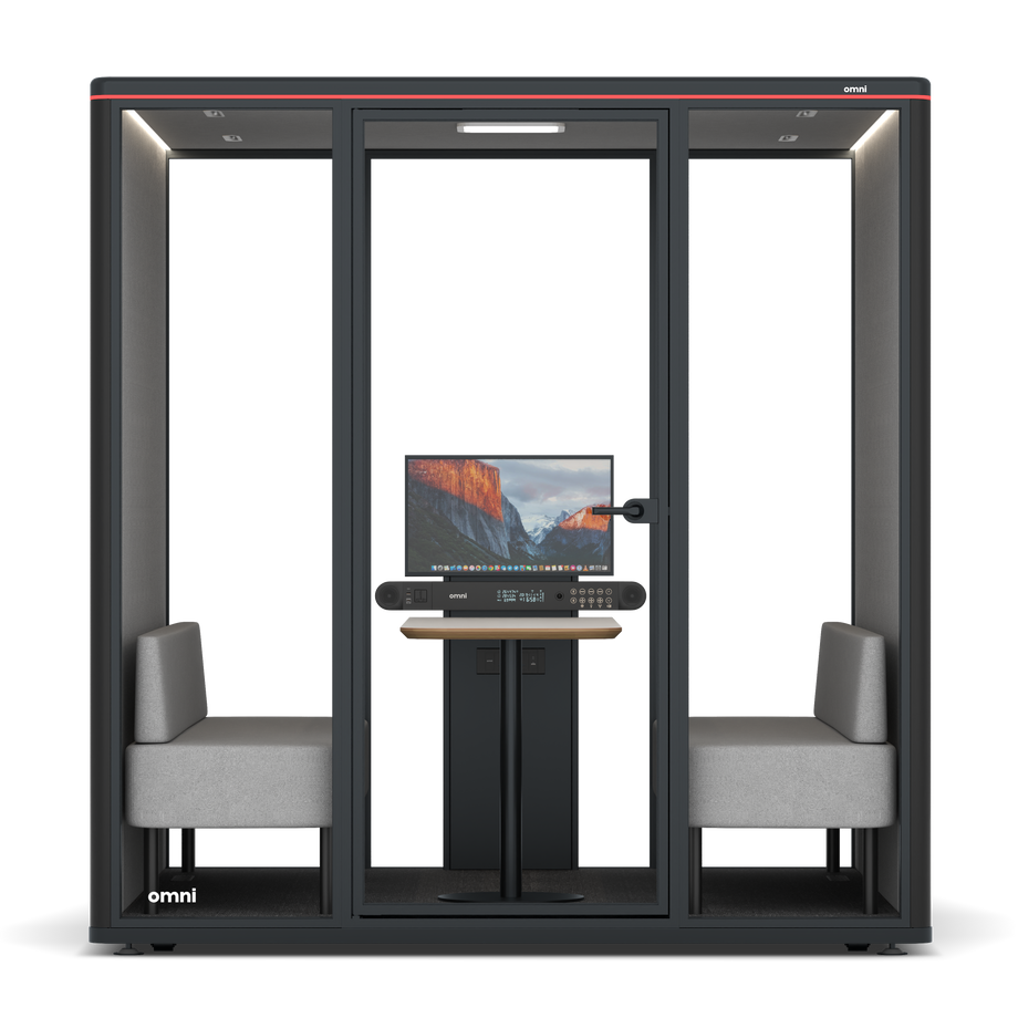 Omni Seis Sofá (+ Suporte para Monitor) / RAL Black / #6d6c69