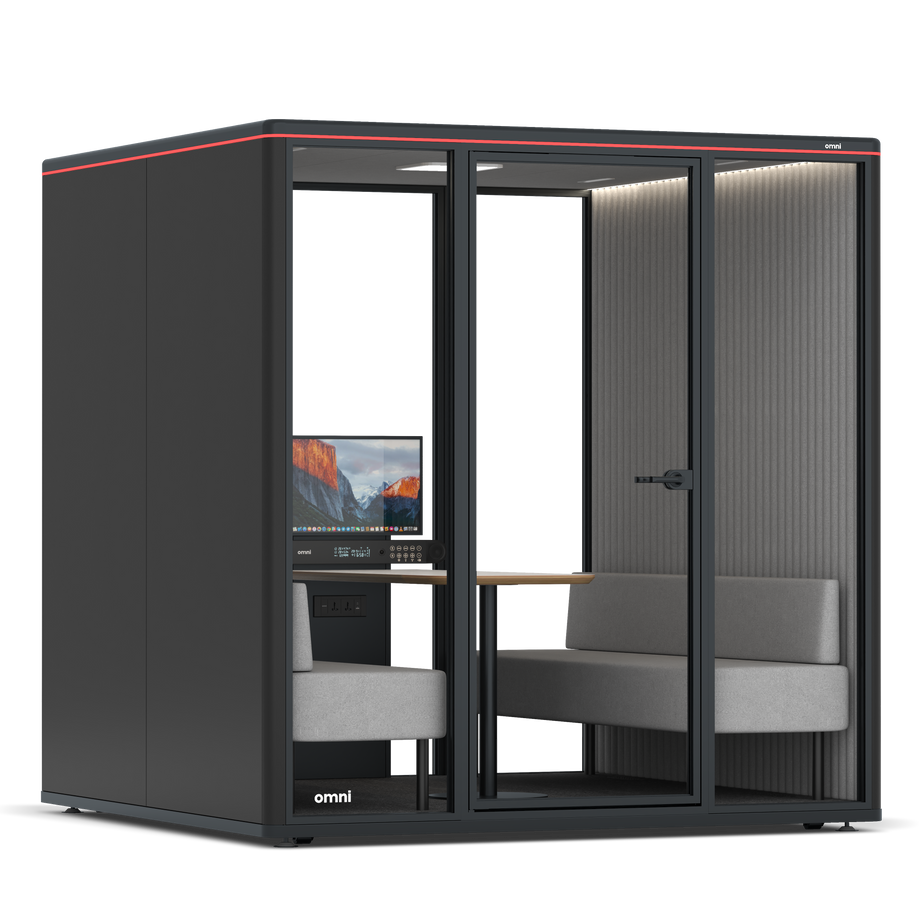 Omni Seis Sofá (+ Suporte para Monitor) / RAL Black / #6d6c69