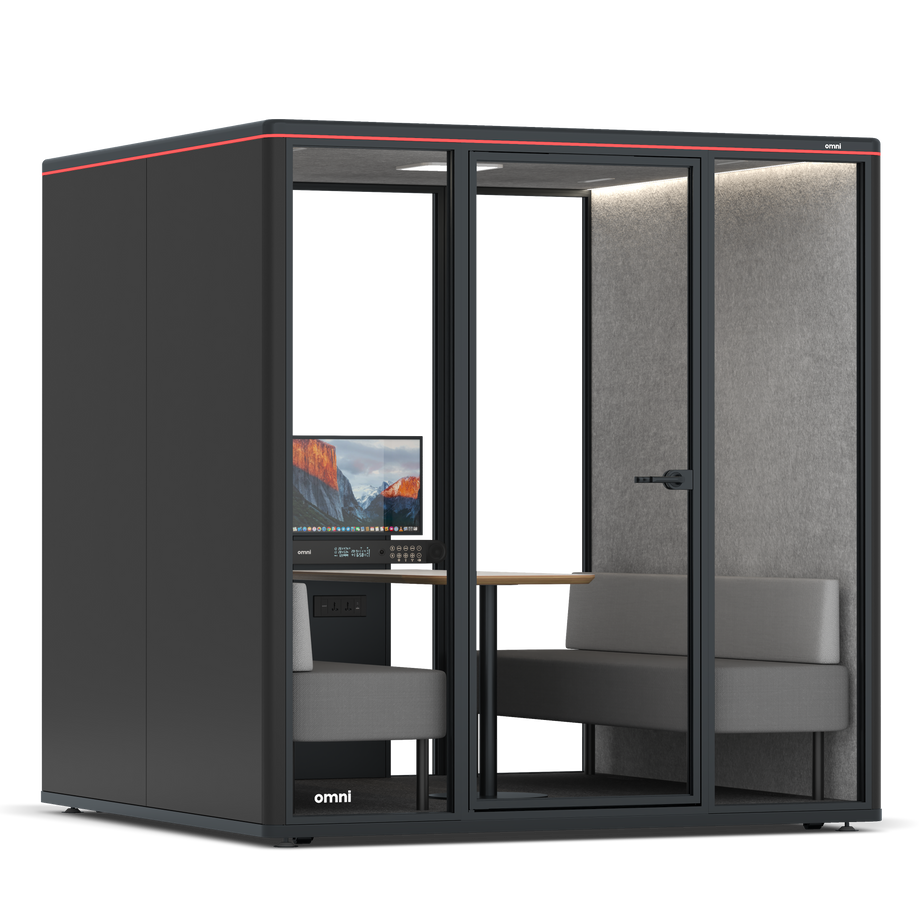 Omni Seis Sofá (+ Suporte para Monitor) / RAL Black / #a49f98