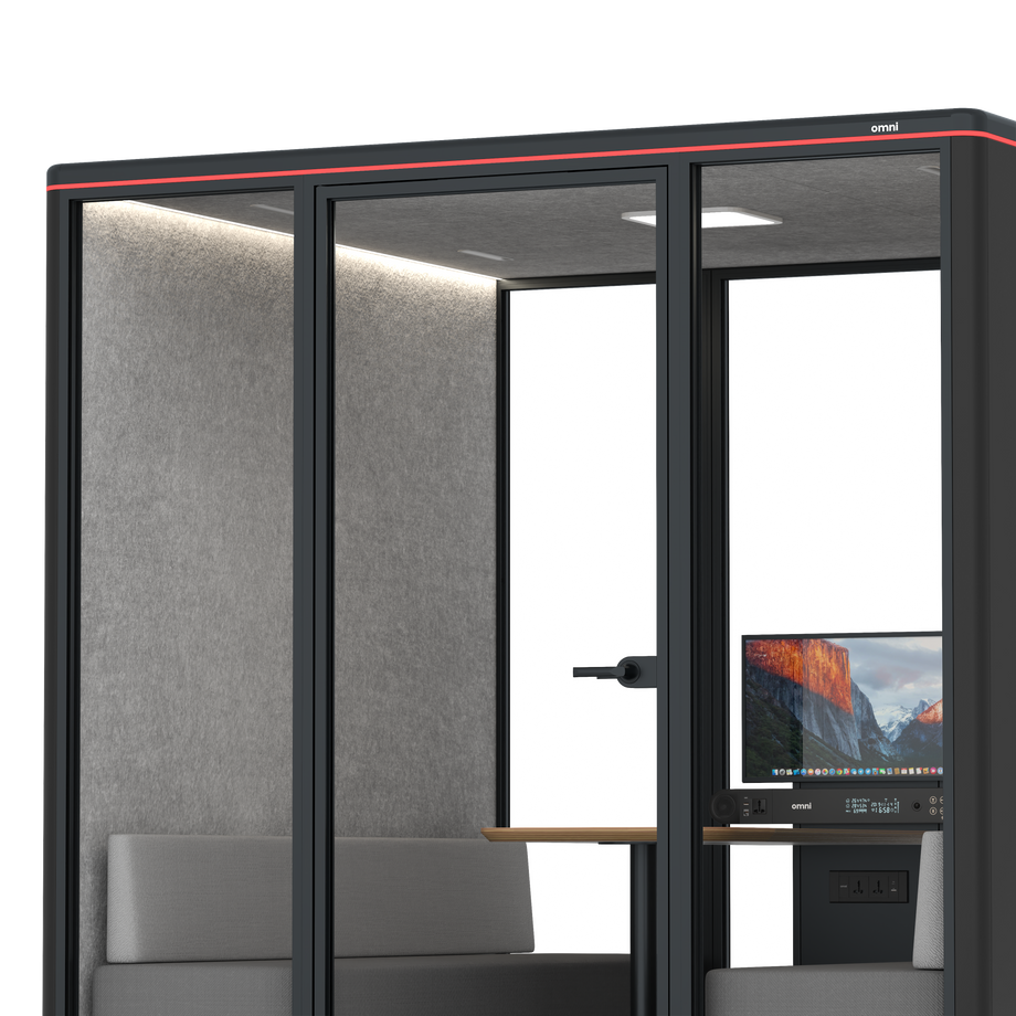 Omni Seis Sofá (+ Suporte para Monitor) / RAL Black / #a49f98