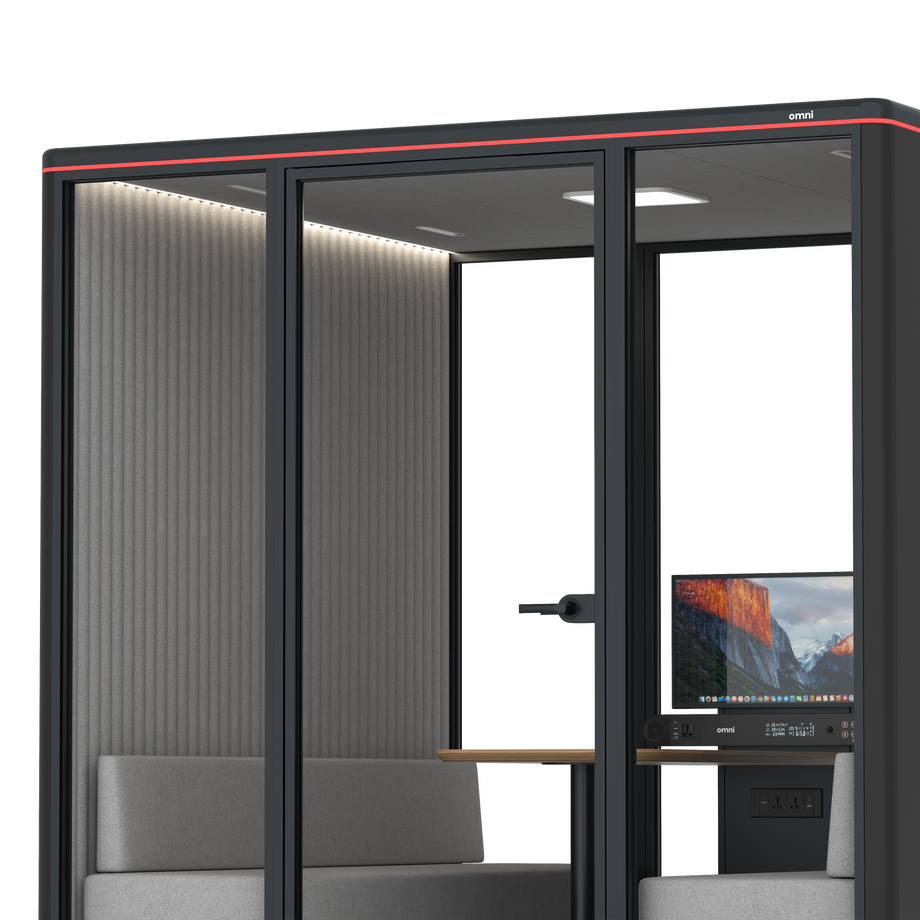 Omni Seis Sofá (+ Suporte para Monitor) / RAL Black / #6d6c69