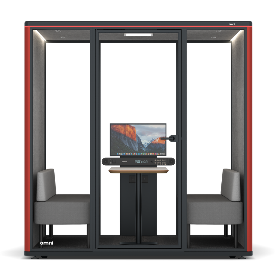 Omni Seis Sofá (+ Suporte para Monitor) / RAL Tomato Red / #a49f98