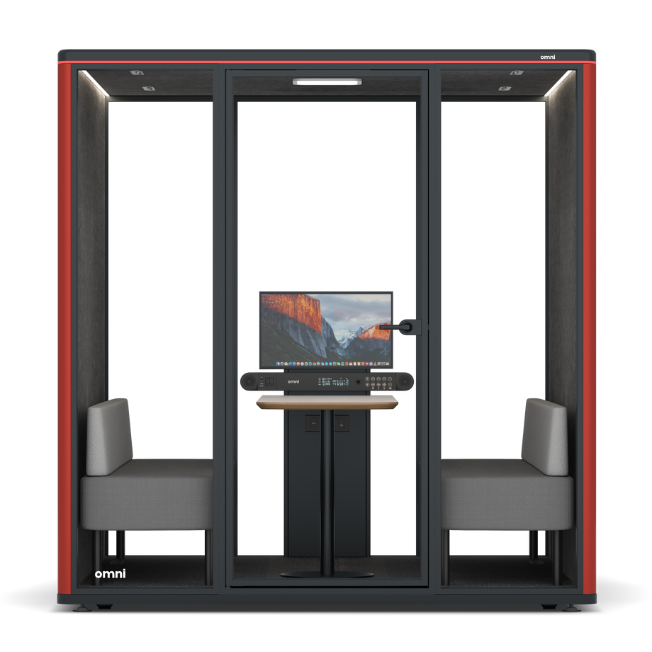 Omni Seis Sofá (+ Suporte para Monitor) / RAL Tomato Red / #615f5d