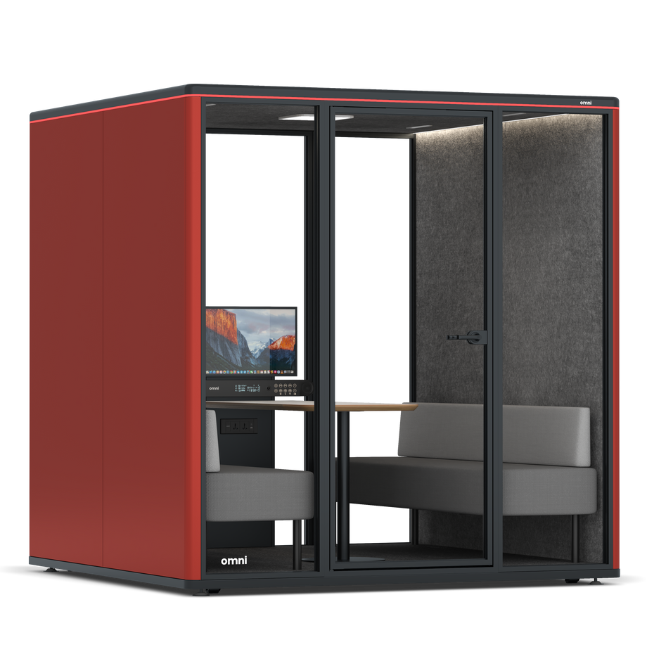 Omni Seis Sofá (+ Suporte para Monitor) / RAL Tomato Red / #615f5d