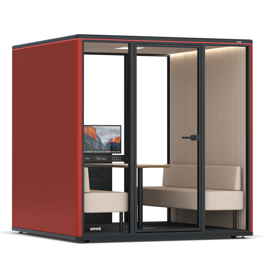 Omni Seis Sofá (+ Suporte para Monitor) / RAL Tomato Red / #a18e7e
