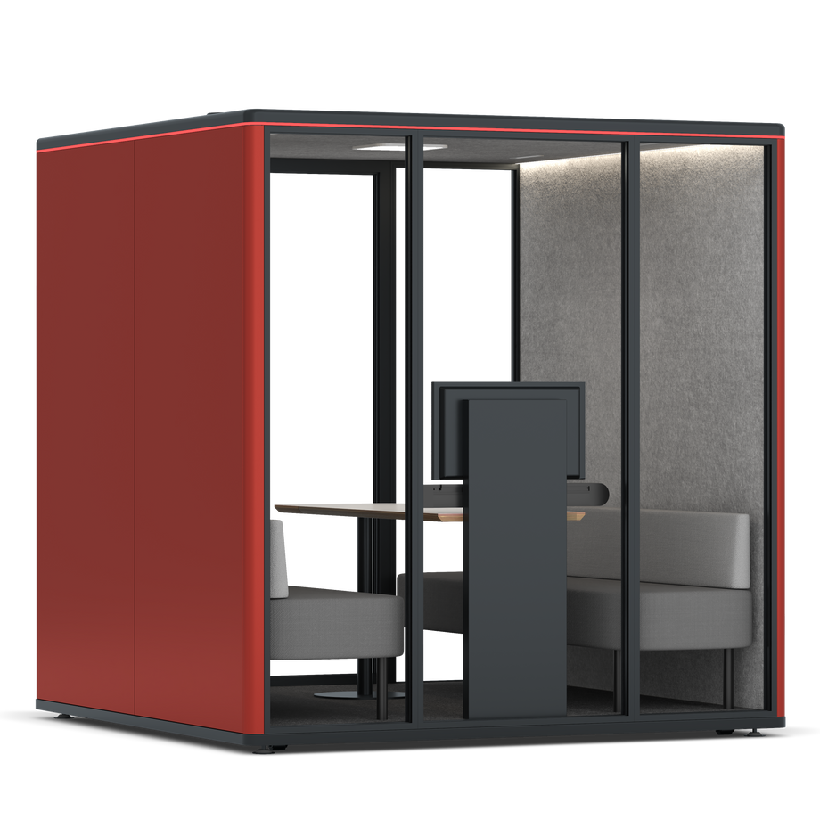 Omni Seis Sofá (+ Suporte para Monitor) / RAL Tomato Red / #a49f98
