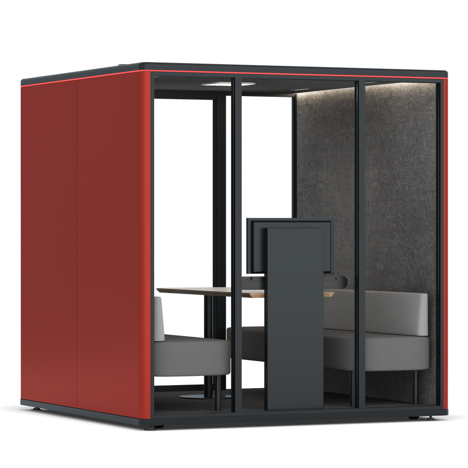 Omni Seis Sofá (+ Suporte para Monitor) / RAL Tomato Red / #615f5d