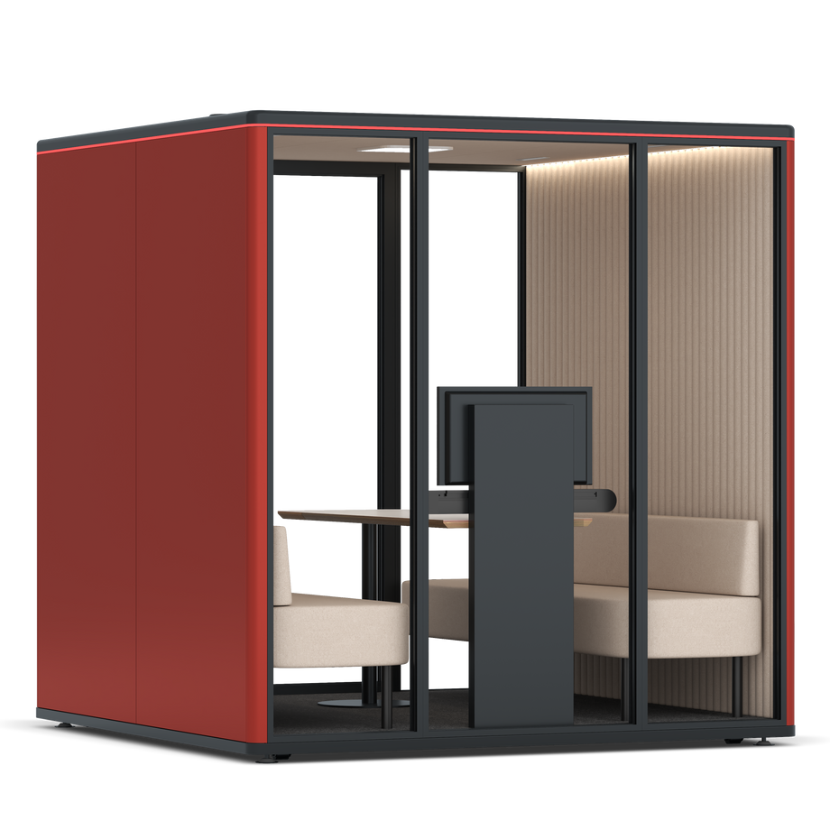 Omni Seis Sofá (+ Suporte para Monitor) / RAL Tomato Red / #a18e7e