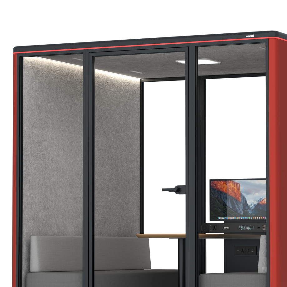 Omni Seis Sofá (+ Suporte para Monitor) / RAL Tomato Red / #a49f98