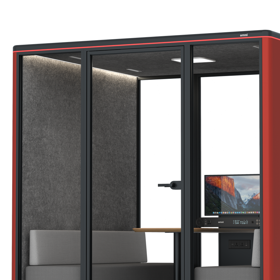Omni Seis Sofá (+ Suporte para Monitor) / RAL Tomato Red / #615f5d