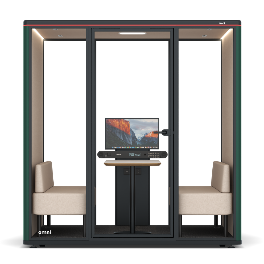 Omni Seis Sofá (+ Suporte para Monitor) / RAL Moss Green / #a18e7e