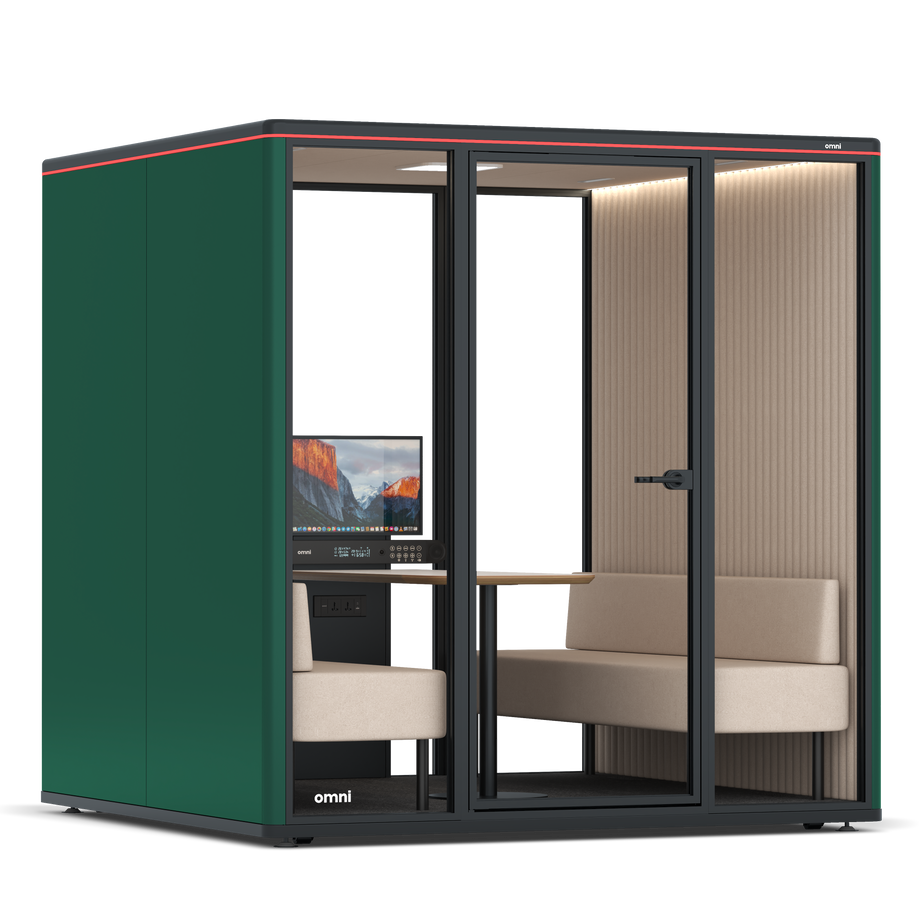 Omni Seis Sofá (+ Suporte para Monitor) / RAL Moss Green / #a18e7e