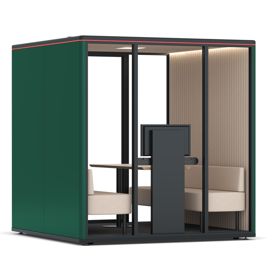 Omni Seis Sofá (+ Suporte para Monitor) / RAL Moss Green / #a18e7e