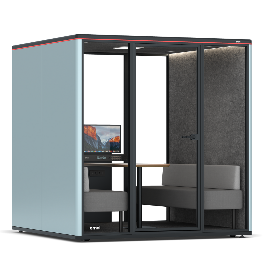 Omni Seis Sofá (+ Suporte para Monitor) / RAL Grey Blue / #615f5d