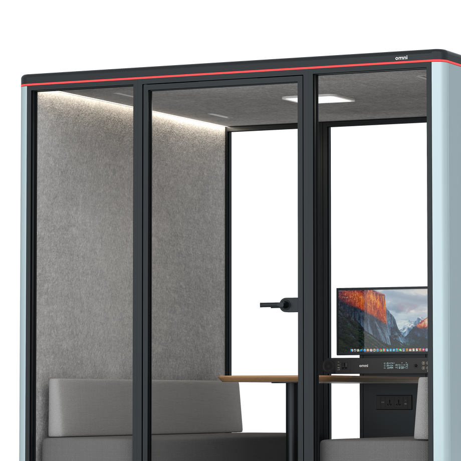 Omni Seis Sofá (+ Suporte para Monitor) / RAL Grey Blue / #a49f98
