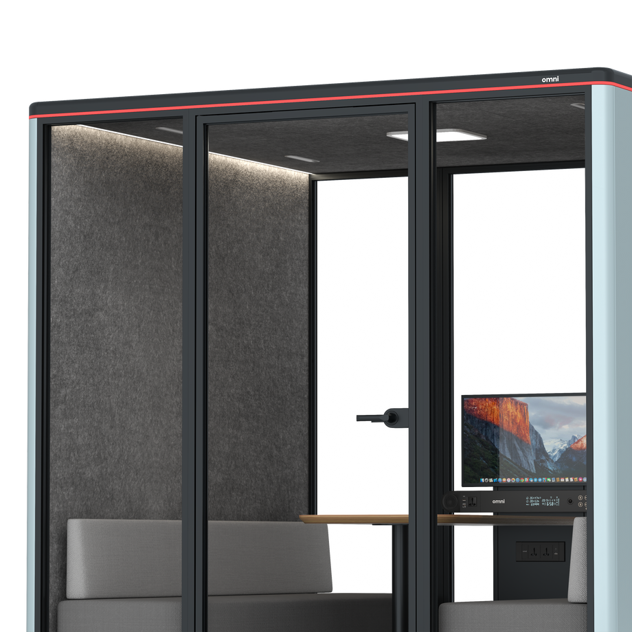 Omni Seis Sofá (+ Suporte para Monitor) / RAL Grey Blue / #615f5d