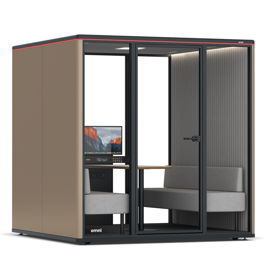 Omni Seis Sofá (+ Suporte para Monitor) / RAL Grey Beige / #6d6c69