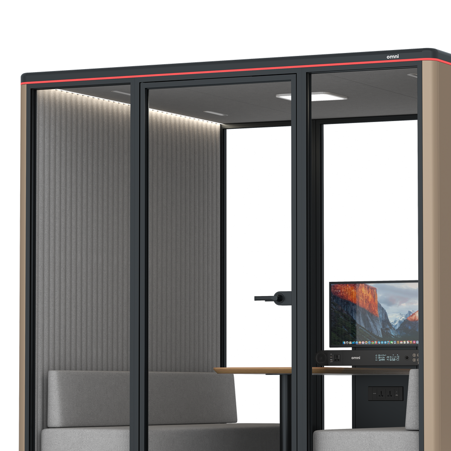 Omni Seis Sofá (+ Suporte para Monitor) / RAL Grey Beige / #6d6c69