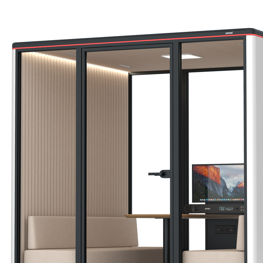 Omni Seis Sofá (+ Suporte para Monitor) / WhiteRAL Pure White / #a18e7e