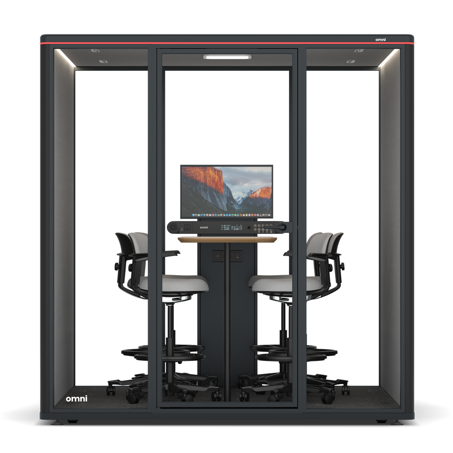 Omni Seis Mesa de Reunião de Balcão (+ Suporte para Monitor) / RAL Black / #6d6c69