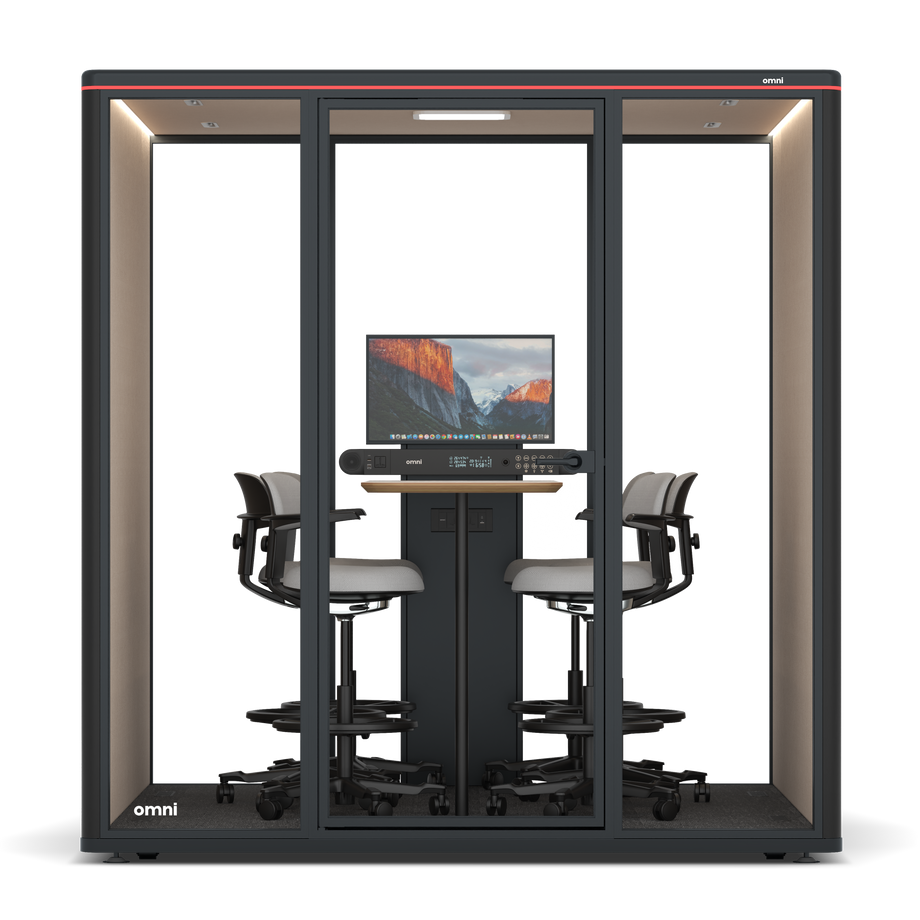 Omni Seis Mesa de Reunião de Balcão (+ Suporte para Monitor) / RAL Black / #a18e7e