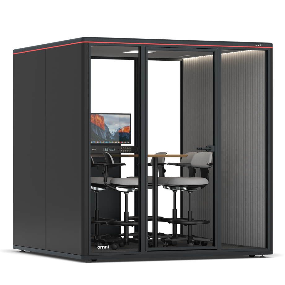 Omni Seis Mesa de Reunião de Balcão (+ Suporte para Monitor) / RAL Black / #6d6c69