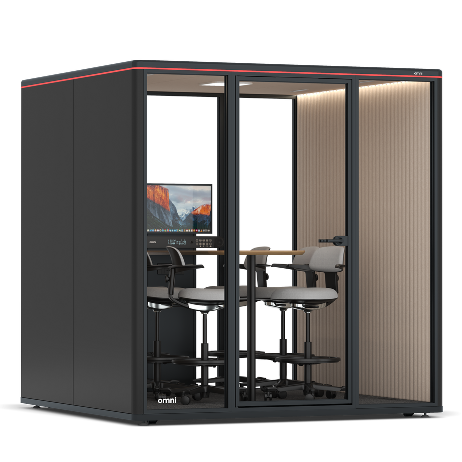 Omni Seis Mesa de Reunião de Balcão (+ Suporte para Monitor) / RAL Black / #a18e7e