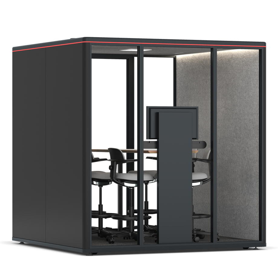 Omni Seis Mesa de Reunião de Balcão (+ Suporte para Monitor) / RAL Black / #a49f98