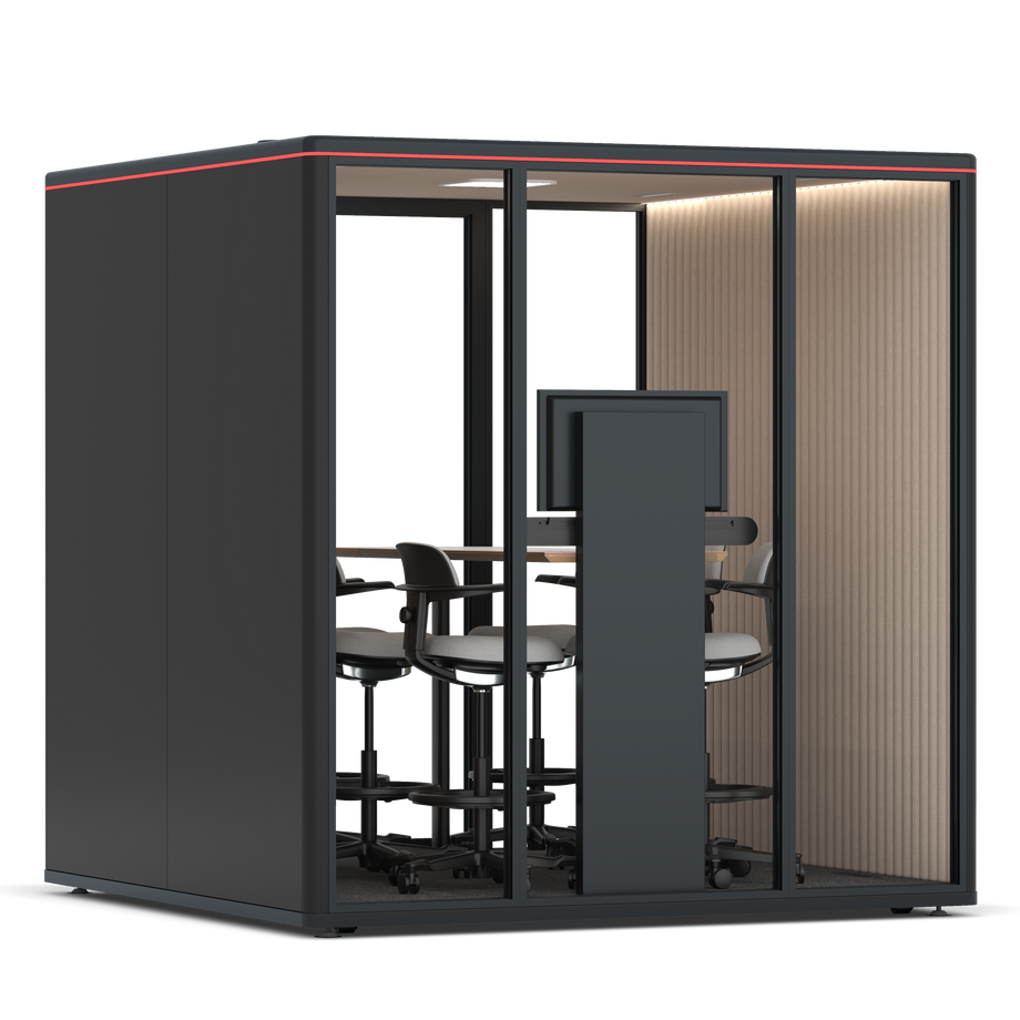 Omni Seis Mesa de Reunião de Balcão (+ Suporte para Monitor) / RAL Black / #a18e7e
