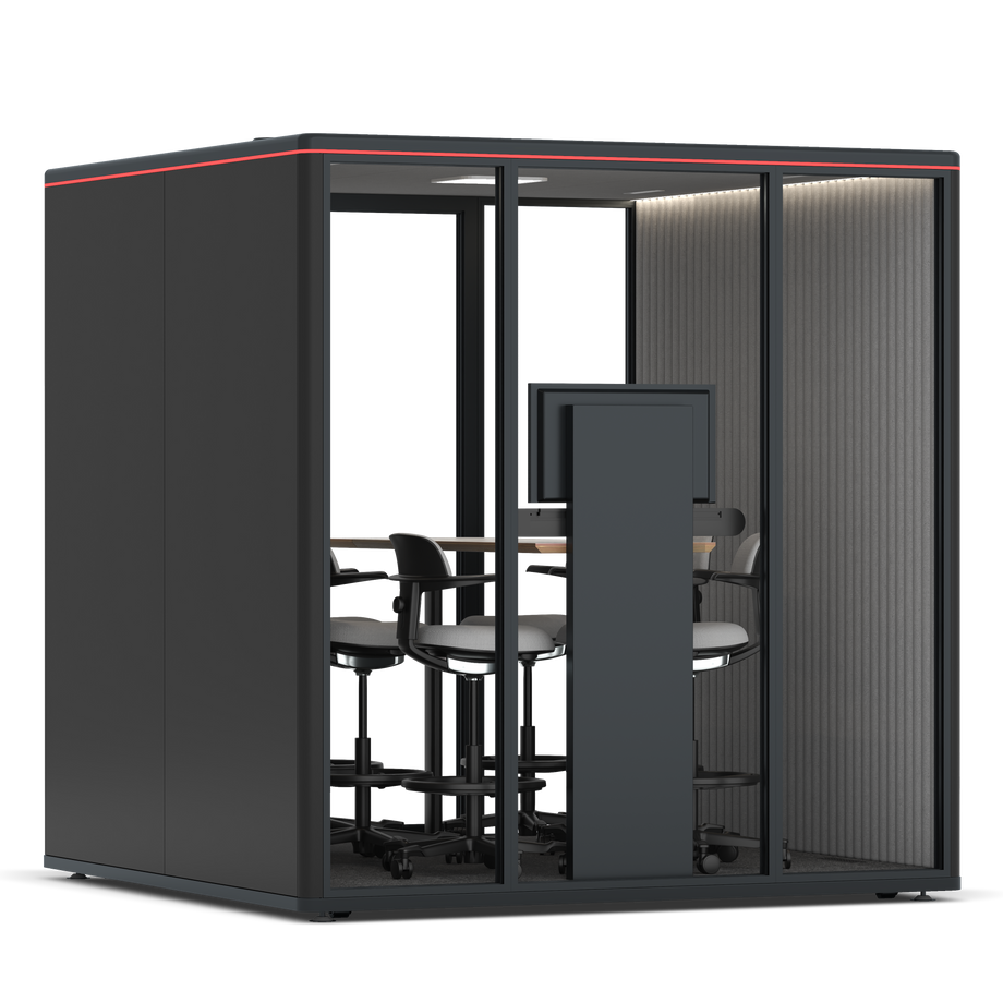 Omni Seis Mesa de Reunião de Balcão (+ Suporte para Monitor) / RAL Black / #6d6c69