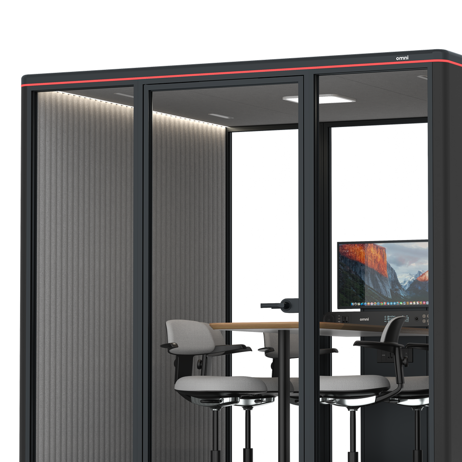 Omni Seis Mesa de Reunião de Balcão (+ Suporte para Monitor) / RAL Black / #6d6c69
