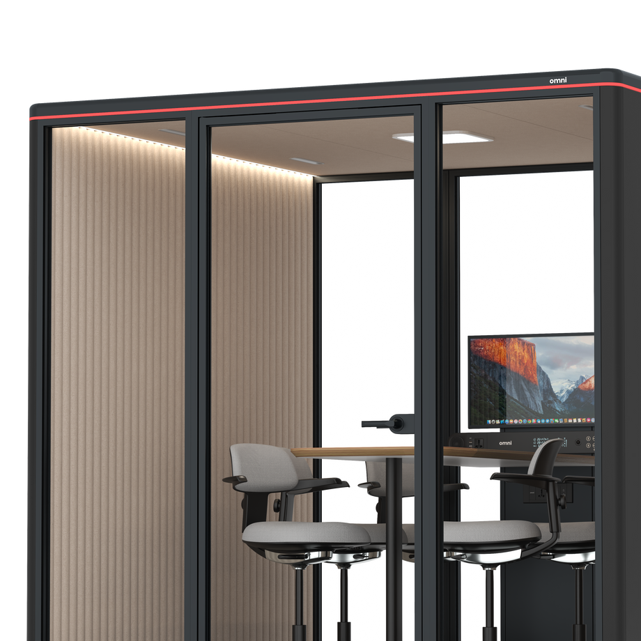 Omni Seis Mesa de Reunião de Balcão (+ Suporte para Monitor) / RAL Black / #a18e7e