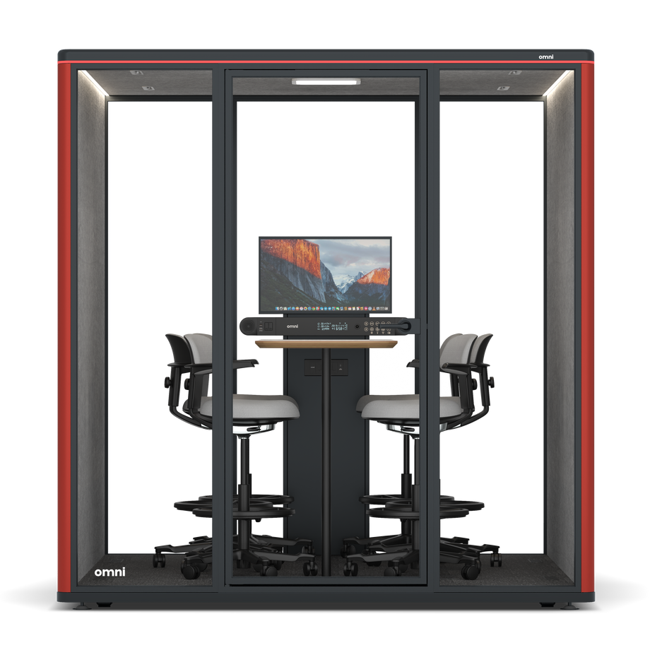 Omni Seis Mesa de Reunião de Balcão (+ Suporte para Monitor) / RAL Tomato Red / #a49f98
