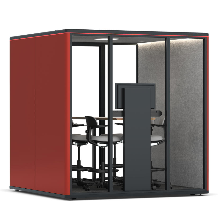 Omni Seis Mesa de Reunião de Balcão (+ Suporte para Monitor) / RAL Tomato Red / #a49f98